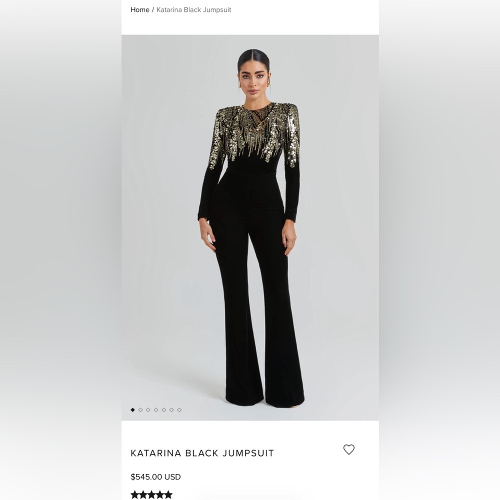 NADINE MERABI Black Jumpsuit with Gold Sequins
